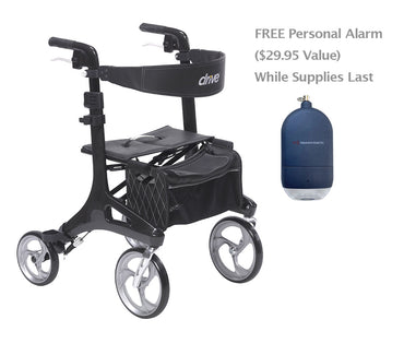 Drive Medical RTL10266CF Nitro Elite CF Carbon Fiber Rollator Rolling Walker, Black Now Includes FREE Personal Alarm (A $29.95 Value) While Supplies Last!